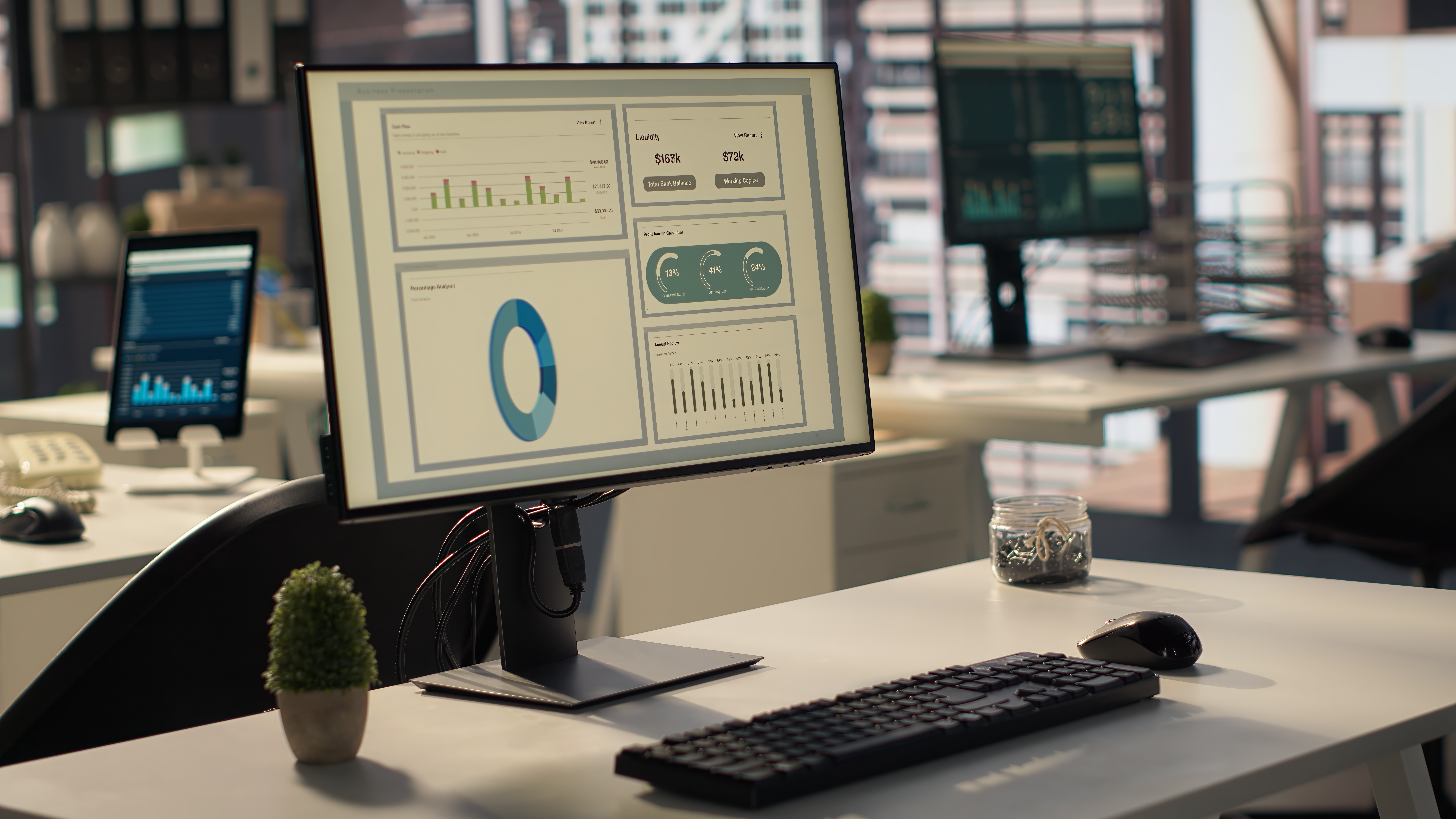 Analytics dashboard on screen
